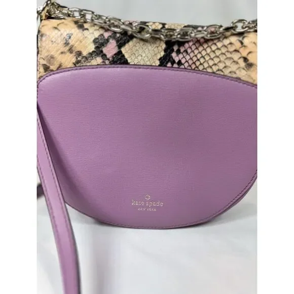 KATE SPADE NEW YORK MEDIUM‎ CHAIN SADDLE BAG ROBYN EXOTIC PINK MAUVE - Picture 6 of 16